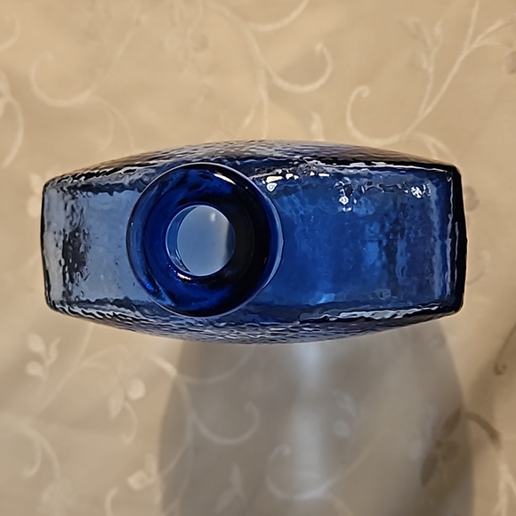 Vintage Cobalt Blue Pebbled Pressed Glass Bottle Circa 70's - Picture 3 of 7